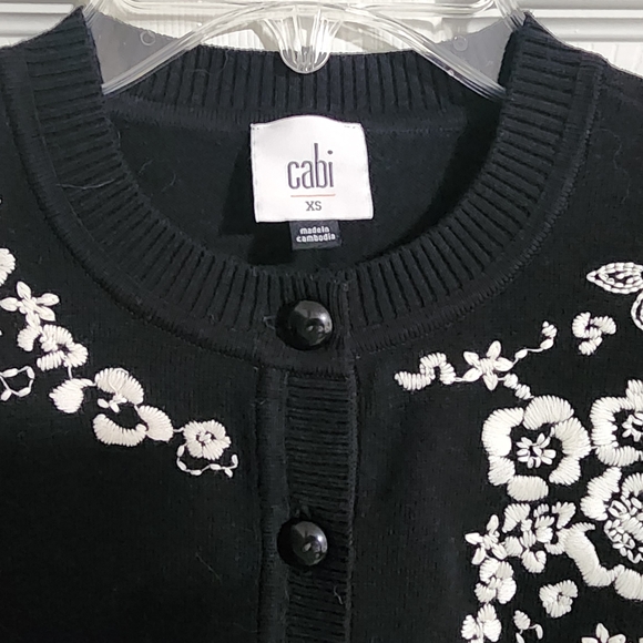 CAbi Black Cardigan with White Floral Design - Picture 3 of 3